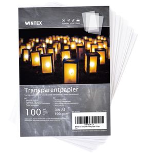 WINTEX 100 Blatt Transparent Papier DIN A5, weiß & bedruckbar, 100 g/qm – transparentes Bastelpapier, Pauspapier, Architektenpapier, Tracing Paper, Laternenpapier