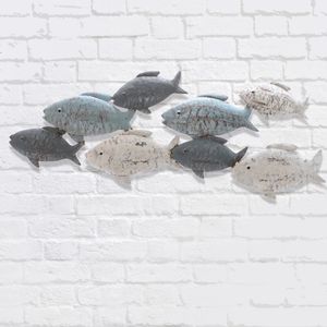 Wanddeko Fische, Wandbild Seefische, Maritimer Wandhänger aus Metall