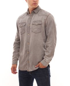 PRODUKT Herren Jeans-Hemd Langarm-Shirt Next Western Shirt Grau, Größe:S