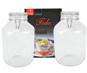 2er Set Einmachglas Bügelverschluss Original Fido 5,0L Vorratsgläser incl. Bormioli Rezeptheft