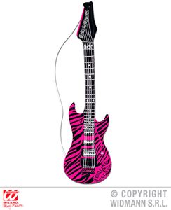Aufblasbare Luftgitarre rosa Zebra 105 cm