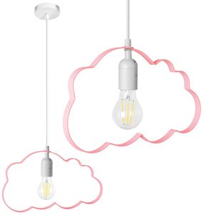 Toolight Pendellampe Lh2077 Kids Wolke Metall - Kunststoff Rosa E27 1-Punkt Leuchtend