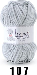 LEAMI Chenille Soft UNI 107 hellgrau,