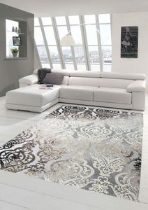 Designer Teppich Moderner Teppich Wollteppich Meliert Wohnzimmerteppich Wollteppich Ornament Grau Cream Taupe Größe - 200 x 290 cm