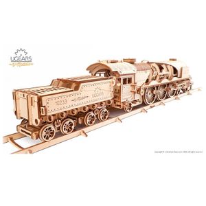Ugears 3D drevené mechanické puzzle V-Express Parná lokomotíva 4-6-2 s tendrom