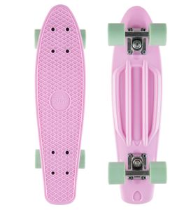 STAR-SKATEBOARDS Vintage Retro Cruiser Skateboard ab 6 - 8 Jahre, 22er Diamond Class, Pink & Mint