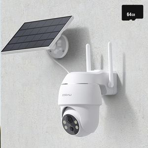 COOAU Überwachungskamera Aussen WLAN 360° Ansicht Solar Akku 5MP Kamera mit Nachtsicht in Farbe,Personen-/Bewegungserkennung, IP66, Cloud-Speicher