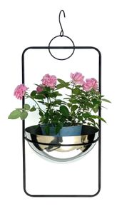 DanDiBo Blumenampel Innen Metall Wand Hängepflanzen 67 cm 96083 L mit Topf Silber Pflanzenhänger Blumenhänger Topfhänger Blumen Blumentopfhänger Hängetopf