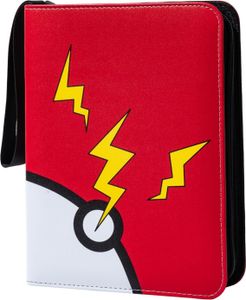 Sammelalbum für 400 Pokemon Karten mit Reißverschluss tragbar, Pokeball rot