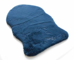 Schaffell Schaffellimitat Format Fell Teppich Imitat Kunstfell Auflage Bettvorleger Schaf Lamm ca. 55x80 cm Farbe: Blau