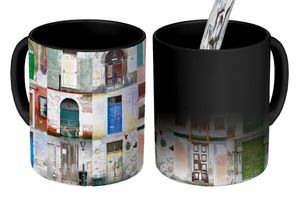 MuchoWow® Magický hrnček Magické dvere - Dúha - Architektúra - Koláž 350 ml Hrnček na zmenu farby Nápad na darček - Magický hrnček - Foto hrnček - Keramické hrnčeky - Obrázky - Šálka kávy - Hrnček na pitie - Hrnček na kávu