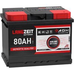 Langzeit AGM Batterie 80Ah 12V Solarbatterie Wohnmobil Batterie Bootsbatterie Akku