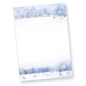 Briefpapier Weiße Weihnachten (250 Blatt) Weihnachtsbriefpapier bedruckt mit Winterlandschaft weihnachtliches Papier A4