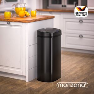 MONZANA® Sensor Mülleimer Küche 58 L Automatik mit Bewegungssensor Soft-Close-Deckel USB-Kabel Wasserdicht Smarter Abfalleimer Müllbehälter , Farbe:schwarz