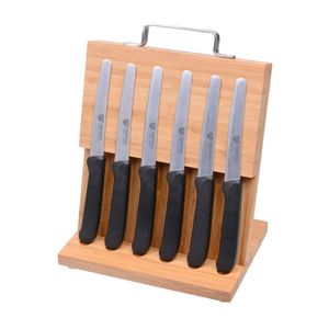 GRÄWE Magnet-Messerhalter Bambus klein mit Brötchenmessern schwarz