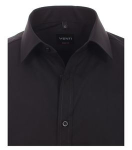 Venti - Body Fit - Herren Hemd unifarben mit Kent-Kragen in weiß oder schwarz (001410), Größe:43, Farbe:Schwarz (800)