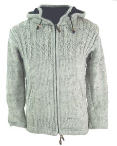 Strickjacke Wolljacke Nepaljacke Steingrau - Modell 23, Herren, Wolle, Größe: S