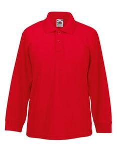 F504K - Fruit of the Loom Kids´ Long Sleeve 65/35 Polo Red    152