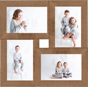 vidaXL Ramka kolażowa na zdjęcia 4x (10x15 cm) Jasnobrązowy MDF