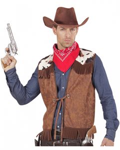 Braune Cowboy Weste mit Fransen im Wildleder Look Größe: M/L