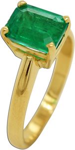 Smaragd Ring 18 Karat 750 Gelbgold 1 grün leuchtender Smaragd aus Kolumbien 18