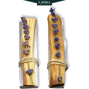 LAVISA Smudge Sticks: Selenit & Palo Santo mit Lavendel-Duft (2 Stück)