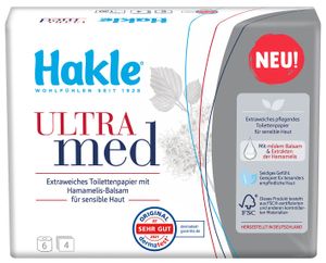 HAKLE 10461 Toilettenpapier Ultra Med - 4-lagig, weiß, 6 Rollen