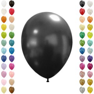 Luftballons ca. 27 cm Naturlatex Ballons, 100 Stück, Metallic Schwarz