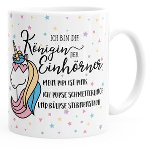 Einhorn Tasse mit Spruch ich bin die Königin der Einhörner Einhorn-Tasse einfarbig MoonWorks® weiß unisize