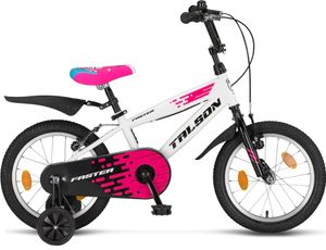 16 Zoll Fahrrad TALSON Kinderfahrrad inkl. Kettenschutz, Stützräder und Zubehör Mädchen Weiß
