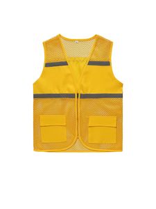 Damen Weste mit hoher Sichtwache Arbeitsjacke Sicherheitswesten reflektierende Mesh Hohl,Farbe:Gelb,Größe:Xl