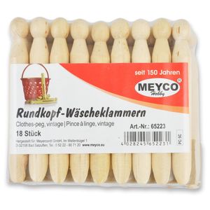 Meyco Hobby kolíky na oblečenie s okrúhlou hlavou dĺžka 110 mm x šírka 13 mm 18 kusov