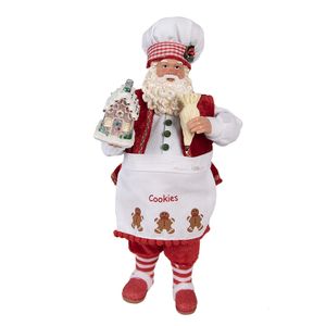 Clayre & Eef Figur Weihnachtsmann 28 cm Rot Textil auf Kunststoff