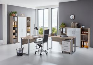 BMG Möbel Büromöbel-Set, Office Edition Set 5.1, eiche/ weiß matt