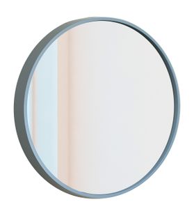 60 cm großer runder Spiegel, grauer Wandspiegel mit MDF-Rahmen für Badezimmer, Schminktisch, Wohnzimmer, Schlafzimmer, Eingangswanddekoration