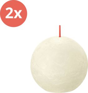 Bolsius - Rustikale Kugelkerze - Ø76mm - Soft Pearl - Vorteilspack - 2 Stücke