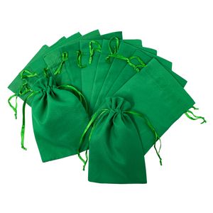 Oblique Unique 12 Baumwollsäckchen Baumwollbeutel mit Zugband Stoffsäckchen für Geschenke als Deko Weihnachten grün