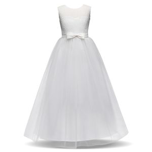 Mädchen Kleid Party Spitze Tüll Hochzeit Kleid Prinzessin Kleider Erstkommunion Kleid, Weiß,  170cm