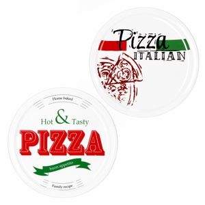 2er Set Pizzateller Pizza Italian & Hot and Tasty Ø 30cm weiß Pizza XL-Teller