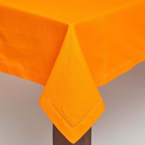 HOMESCAPES Tischdecke aus 100% Baumwolle, 138 x 178 cm, orange