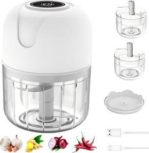 Elektrischer Zerkleinerer, Gemüseschneider, Mini Knoblauchhacker, Gemüsezerkleinerer für Knoblauch Gemüse Obst Knoblauchzerkleiner 100ml & 250ml, Weiß