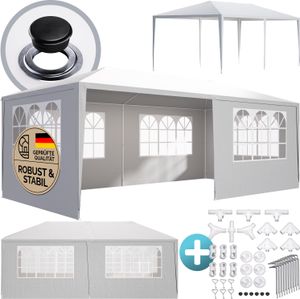 CASARIA® Pavillon 3x6m UV-Schutz 18m² Dachösen Wasserabweisend 6 Seitenteile Stabil Festival Festzelt Partyzelt Fenster Gartenzelt Fest Weiß