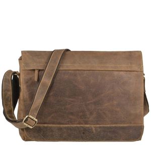 Greenburry Vintage Laptop Bag Tasche Schultertasche Leder braun 1766B