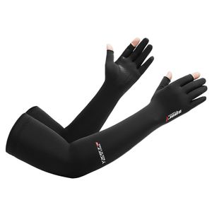 1 Paar Schwarz Eisseide Armstulpen Sommer Ärmlinge UV-Schutz für Frauen Männer Arm Sleeves  Hände Abdeckung
