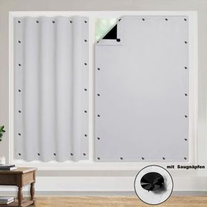 Verdunklungsstoff ohne Bohren mit 20 Saugnäpfen Abnehmbar, 130x200cm Fensterfolie Sonnenschutz, Verdunklungsfolie für Fenster Dachfenster,Weiß