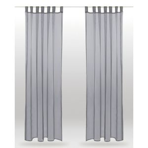 2er Pack Gardine Transparent Noella Schlaufen, Größe: 140 x 175cm (Grau)