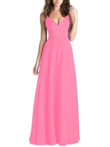 Damen Abendkleider Ärmellose Kleider Spaghettiträger Ballkleider Einfarbig Sommerkleid Rosa,Größe S