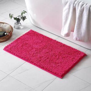 50x80cm Badematte Chenille Badteppich Badvorleger Duschvorleger Badeteppich Rosa