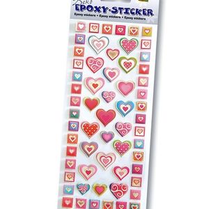 Folia 3D Deko Epoxy Sticker, Motiv Herzen Ganzjahr Set 2, mehrfarbig (1 Set)