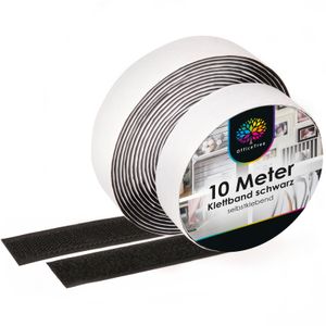 OfficeTree Klettband schwarz selbstklebend - 10 Meter lang ca. 20 mm breit (wp)